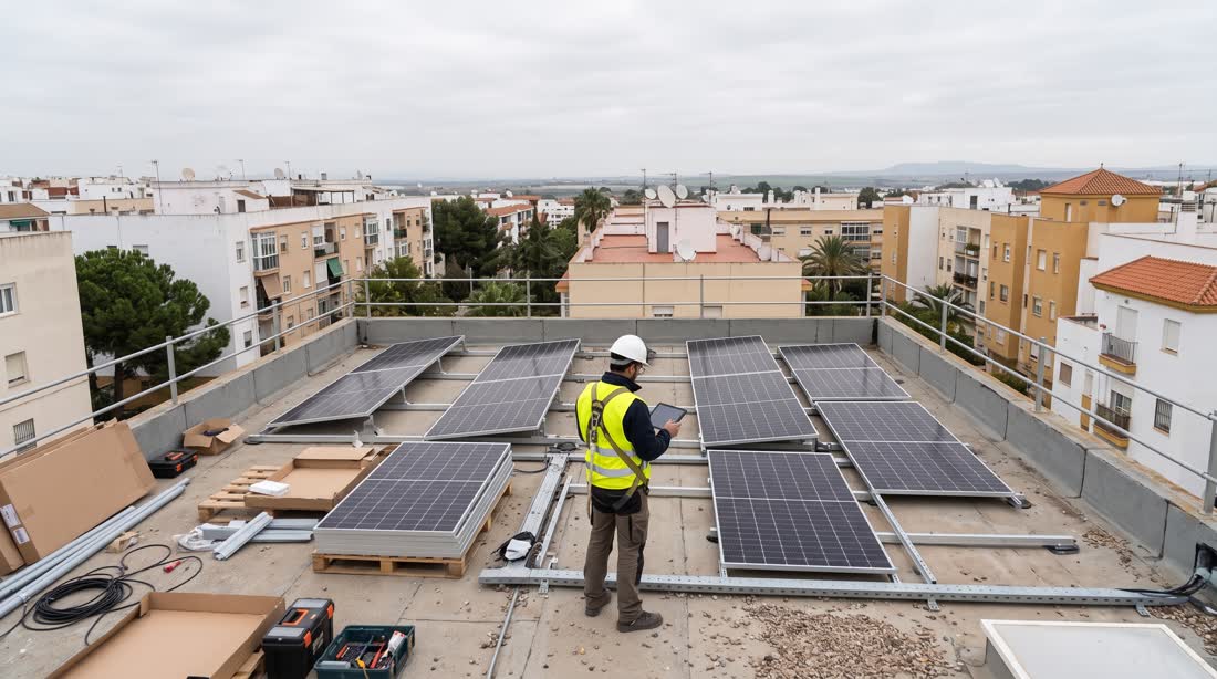 Instalación de placas solares terminada en una azotea